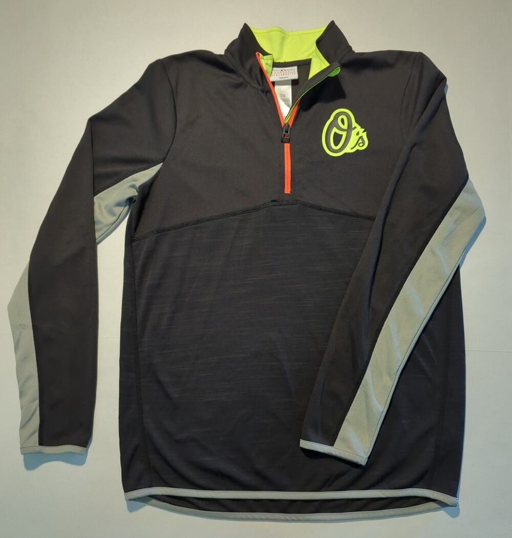 Baltimore Orioles O's Long Sleeve 1/4 Zip Knit Pullover Youth XL (18/20) Black